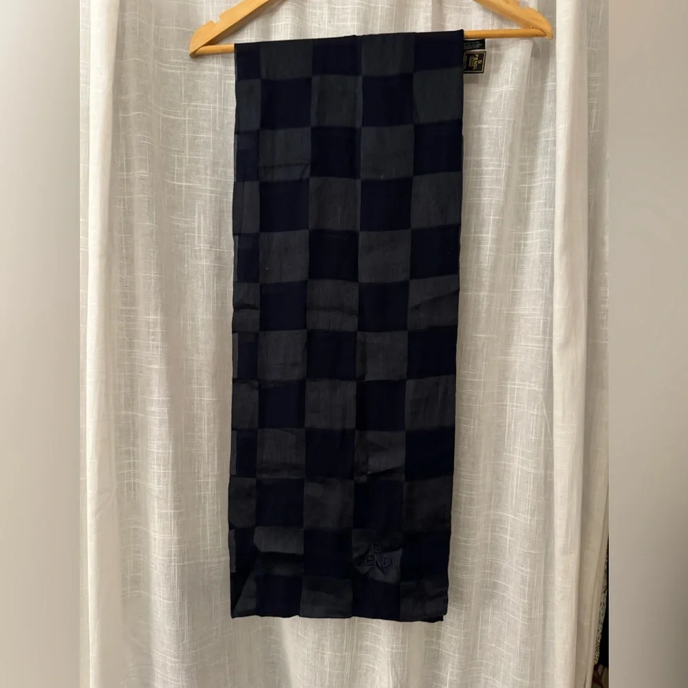 Fendi Elegant Navy Silk Scarf